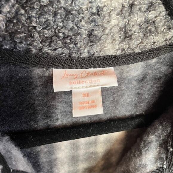 Lacey Chabert Comfy Chic Sherpa Jacket Size XL-Black Plaid -shacket -Zip-pockets - Picture 3 of 6